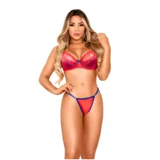 Conjunto Lingerie Rendado sem Bojo Calcinha String com Regulagem